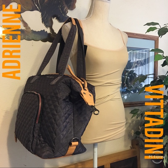 Adrienne Vittadini Handbags - Adrienne Vittadini dark gray quilted travel bag